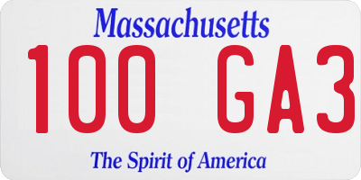 MA license plate 100GA3