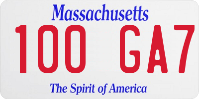 MA license plate 100GA7