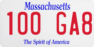 MA license plate 100GA8