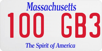 MA license plate 100GB3