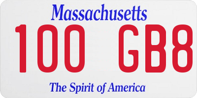 MA license plate 100GB8