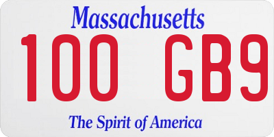 MA license plate 100GB9