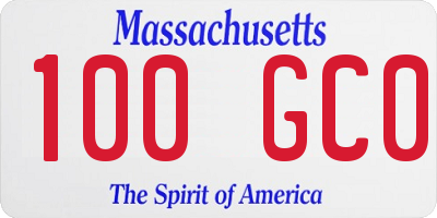 MA license plate 100GC0