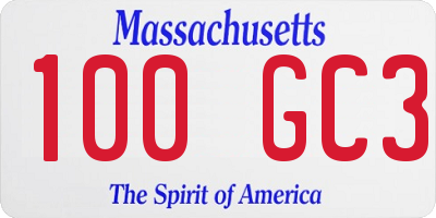 MA license plate 100GC3