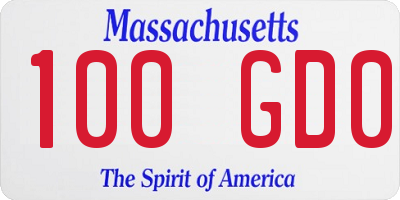 MA license plate 100GD0