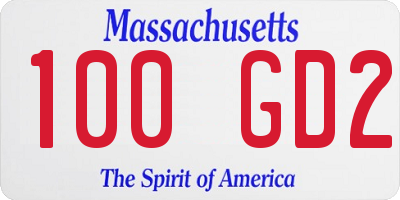 MA license plate 100GD2