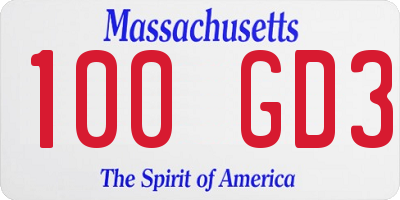 MA license plate 100GD3