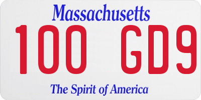 MA license plate 100GD9