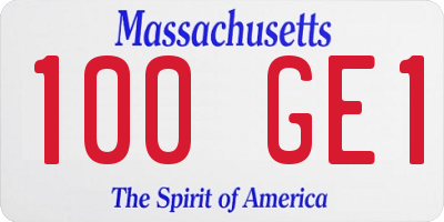 MA license plate 100GE1