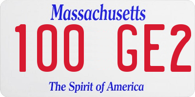 MA license plate 100GE2