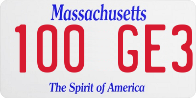 MA license plate 100GE3