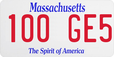 MA license plate 100GE5