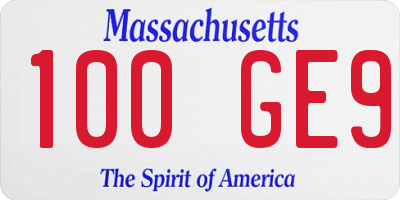 MA license plate 100GE9