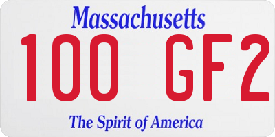 MA license plate 100GF2