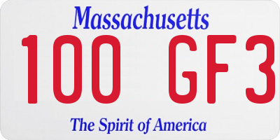 MA license plate 100GF3