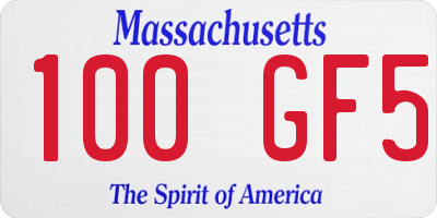 MA license plate 100GF5