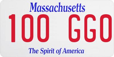 MA license plate 100GG0