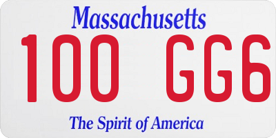 MA license plate 100GG6