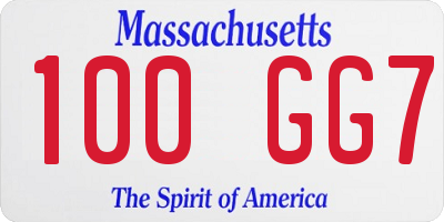 MA license plate 100GG7