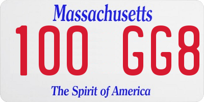 MA license plate 100GG8