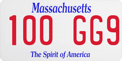 MA license plate 100GG9