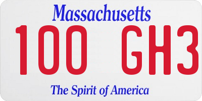 MA license plate 100GH3