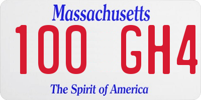 MA license plate 100GH4