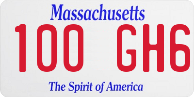 MA license plate 100GH6