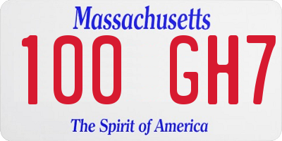 MA license plate 100GH7