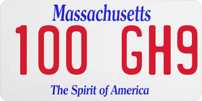 MA license plate 100GH9