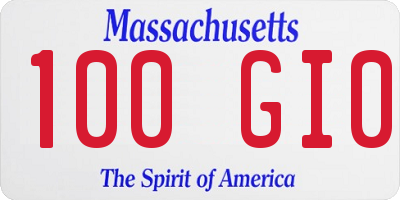 MA license plate 100GI0