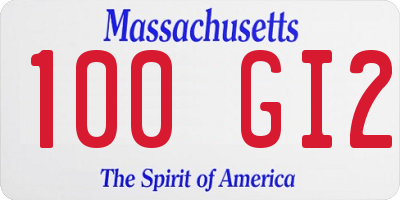 MA license plate 100GI2