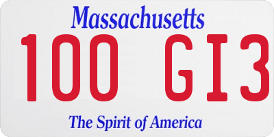 MA license plate 100GI3