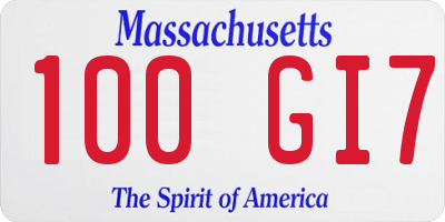 MA license plate 100GI7