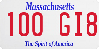 MA license plate 100GI8