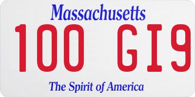 MA license plate 100GI9