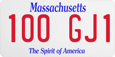 MA license plate 100GJ1