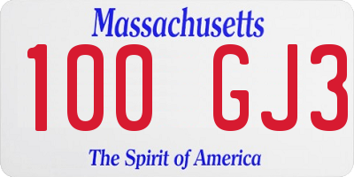 MA license plate 100GJ3