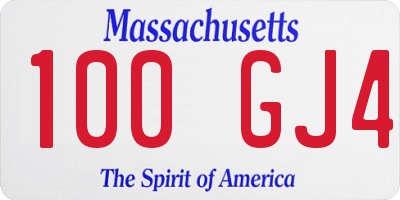 MA license plate 100GJ4