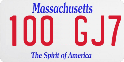 MA license plate 100GJ7