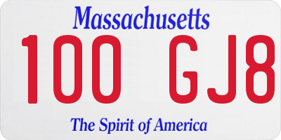 MA license plate 100GJ8