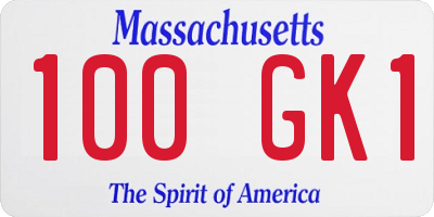 MA license plate 100GK1