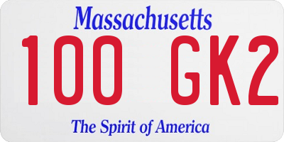 MA license plate 100GK2
