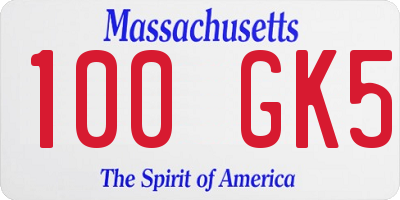 MA license plate 100GK5