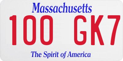 MA license plate 100GK7