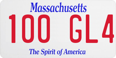 MA license plate 100GL4