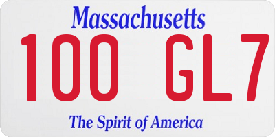 MA license plate 100GL7