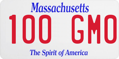 MA license plate 100GM0