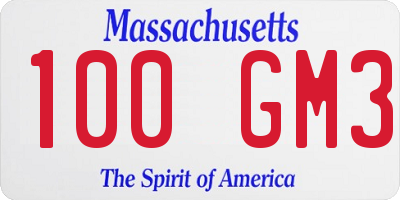 MA license plate 100GM3