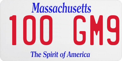 MA license plate 100GM9